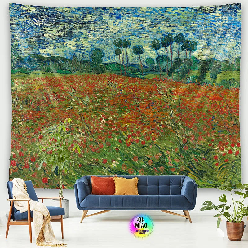 Tapestry World Famous Painting Van Gogh Tapestries Printed  Wall Hanging Rural Landscape Home Decoration Bedroom Decor Wall Ar