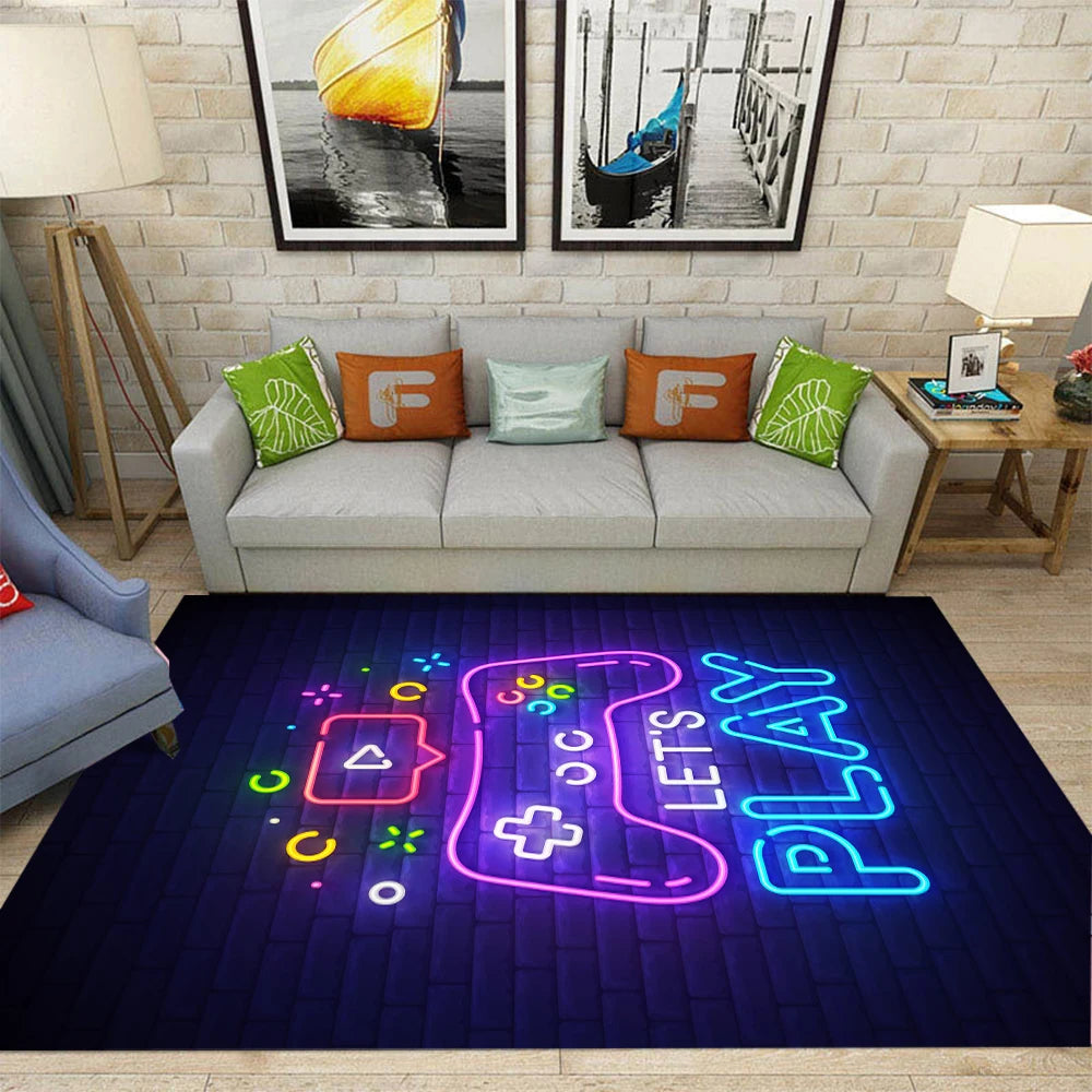Gaming Rug for Boy Room Gamer Rug with Game Controller Carpet for Game Room Esports Room and Boys' Game-Themed Bedroom Floor Mat