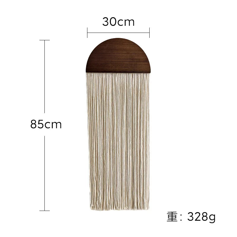 Hand Woven Tapestry Half Circle Wooden Board Tassel Tapestry Wall Decoration Homestay Pendant Wall Mounted Ornament Hangings