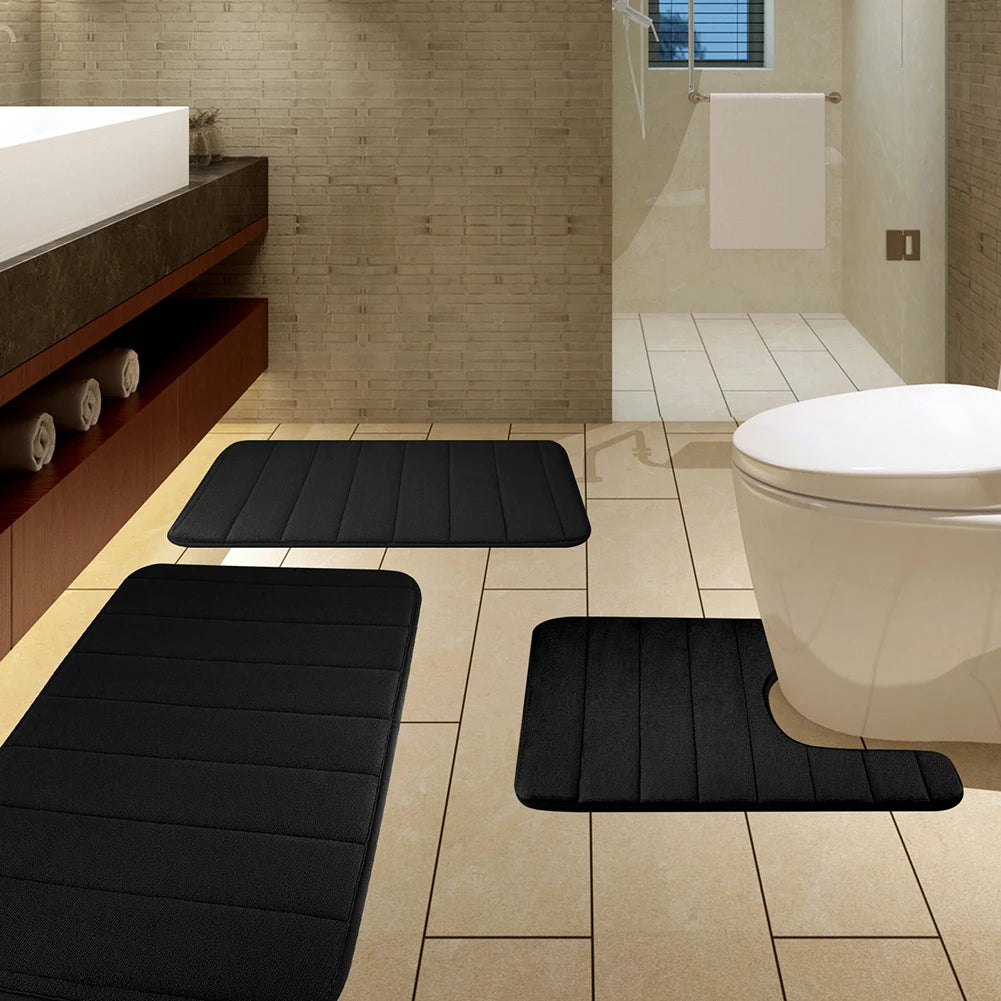 3 Pieces Memory Foam Bath Rugs Absorbent Bathroom Rugs Non-Slip Washable Bathroom Mats Bath Mats for Bathroom Floor Rugs Carpets