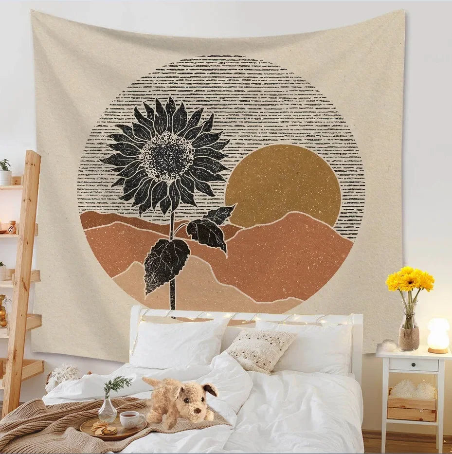 Tapestry Living Room Background Mural Beach Mat Home Decoration Simple and Fresh Character Wall Hanging
