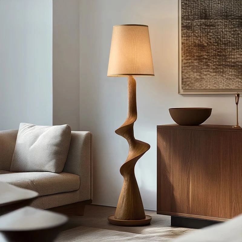 New Chinese Medieval Retro Solid Wood Artistic Floor Lamp LED Standing Light for Living Room Sofa Side Home Decor Room Decor