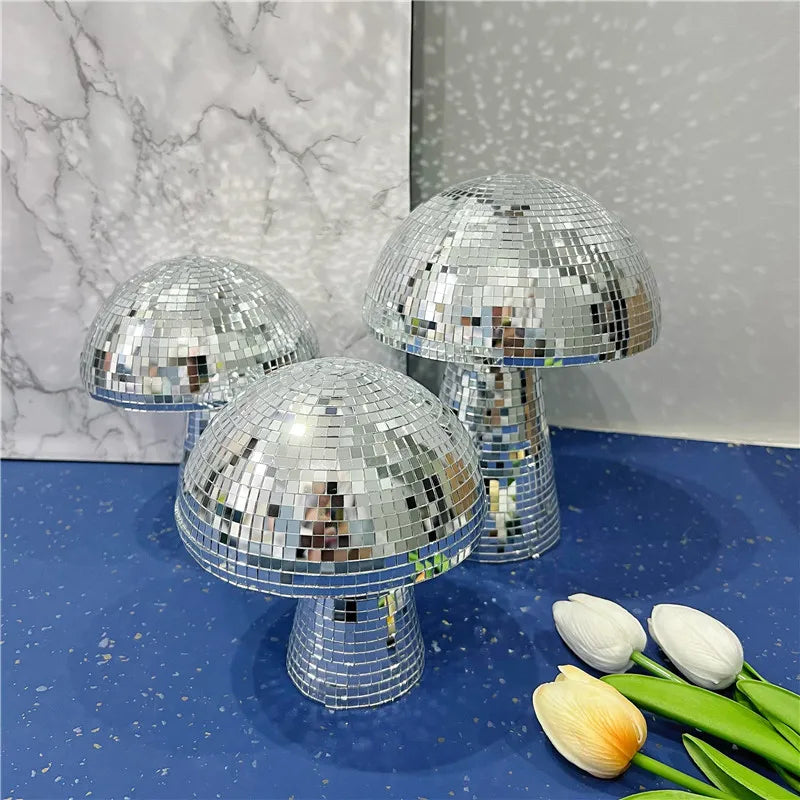 Disco Mushroom Decor Bedroom Decor Wedding Decor Party Decor Home Decor Mirrored Glass Tile Art Home Decoration