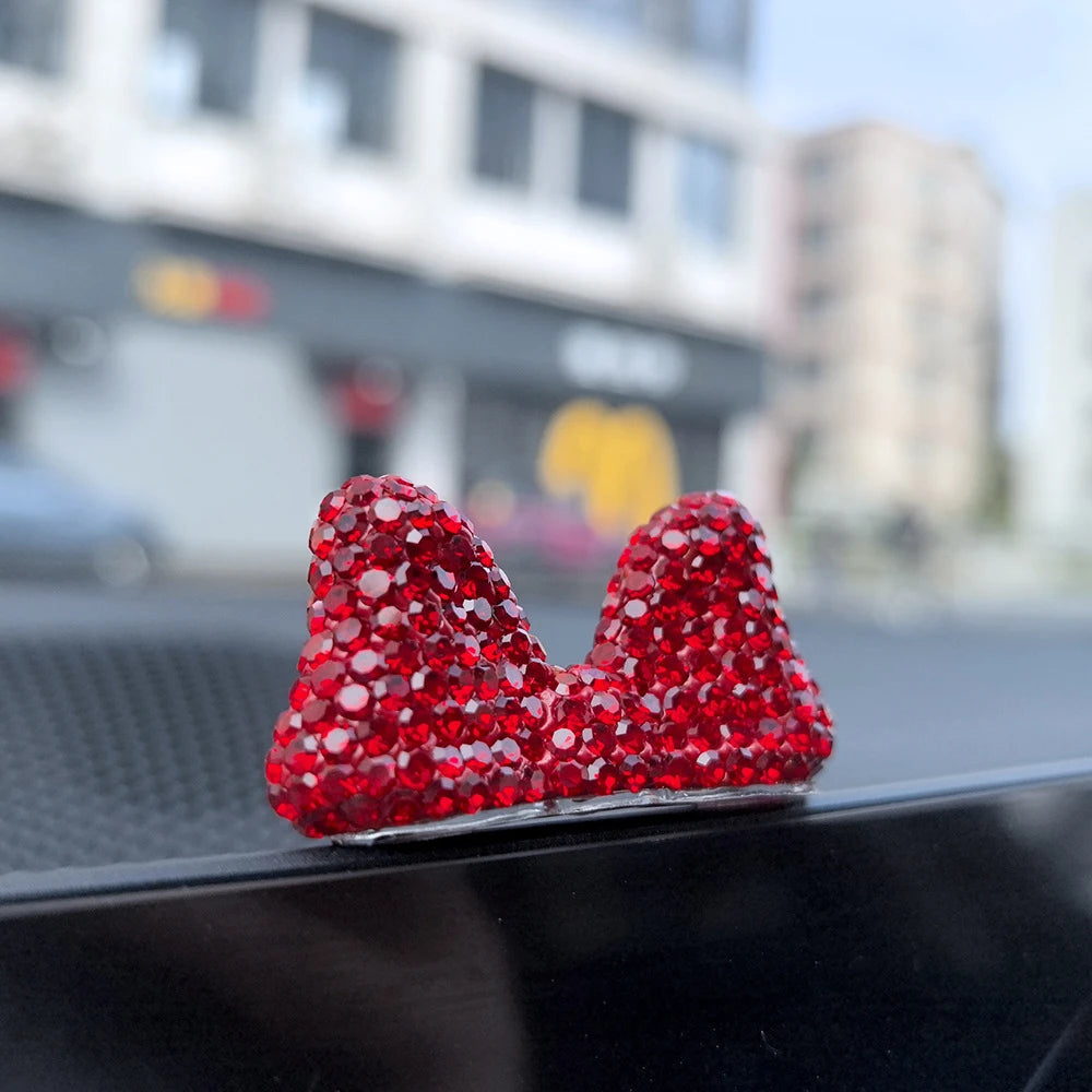 Computer Display Screen Decorative Diamond Bow Car Display Central Control Mini Decorative Ornaments Office Work Station Decor