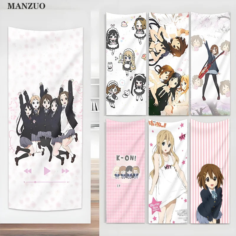 K-On! Tapestry Anime Backdrop Cute Girly Decorative Cloth for Dormitory and Bedroom Wall Decoration & Imperfection Covering
