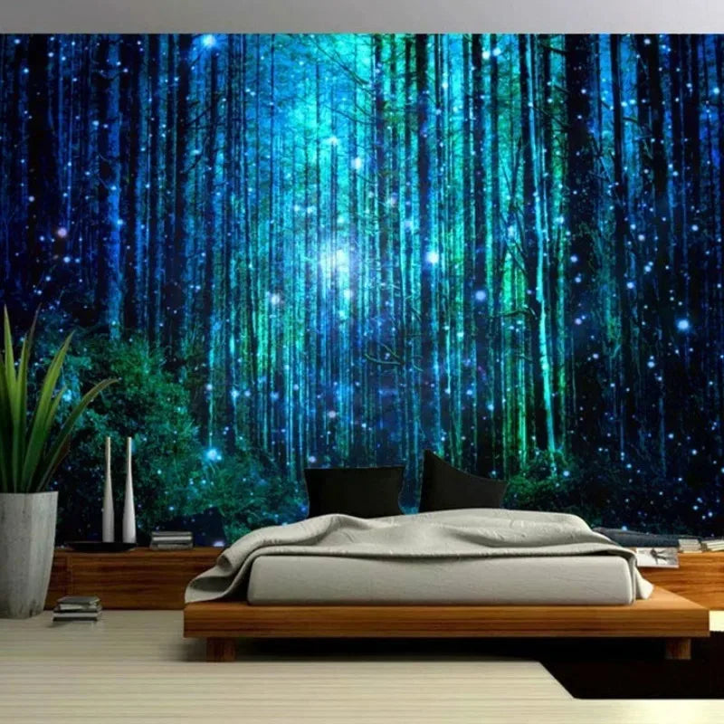 Bohemian tapestry green prairie background cloth modern home decoration bedroom dormitory wall hanging cloth