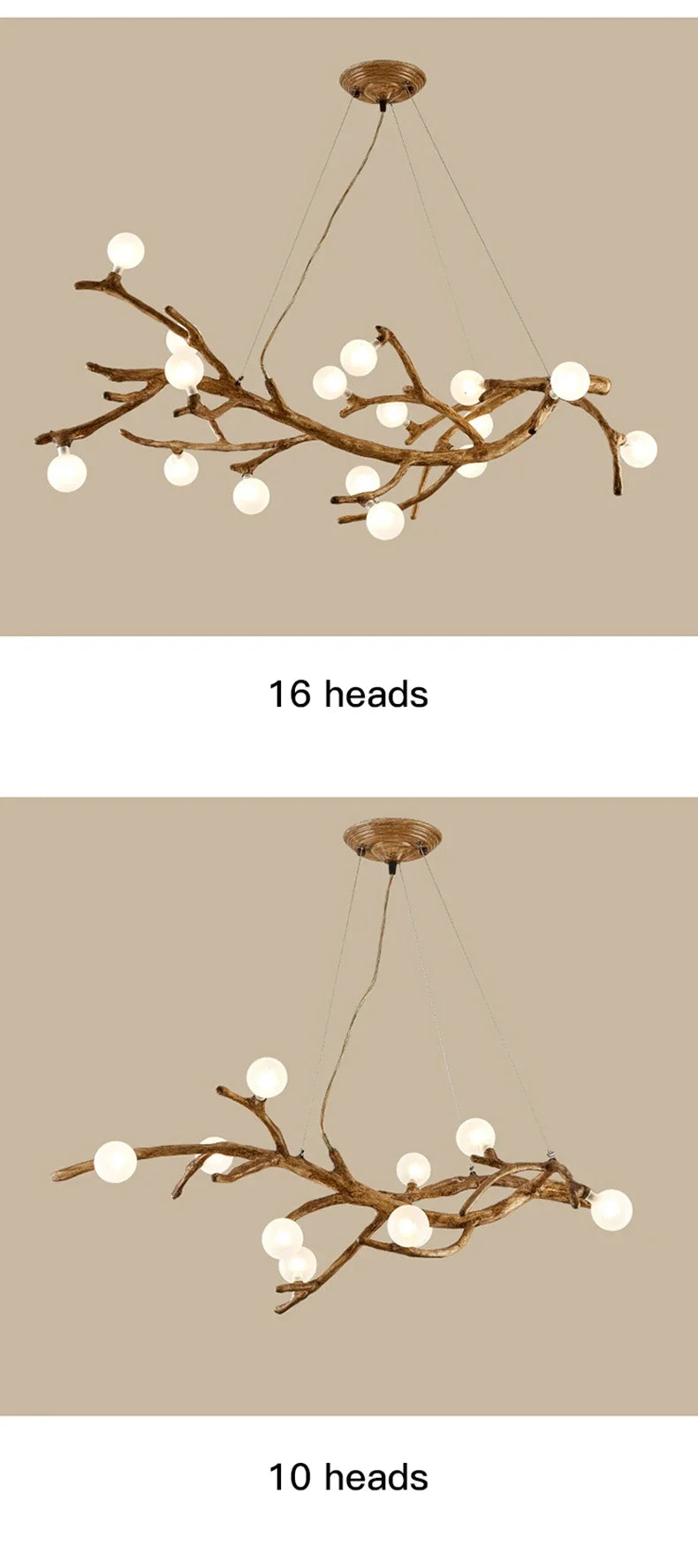 Modern Nordic Retro LED Chandelier For Living Bedroom Tree Branch Art Ceiling Pendant Lights Brown Antique Hanging Lamp Decor Li