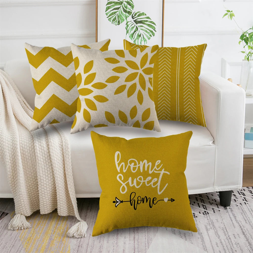 4Pcs Linen Square Cushion Cover,single-sided Printed Pillowcase ,Home Decor ,Room Decor,Living Decor,Bedroom Decor