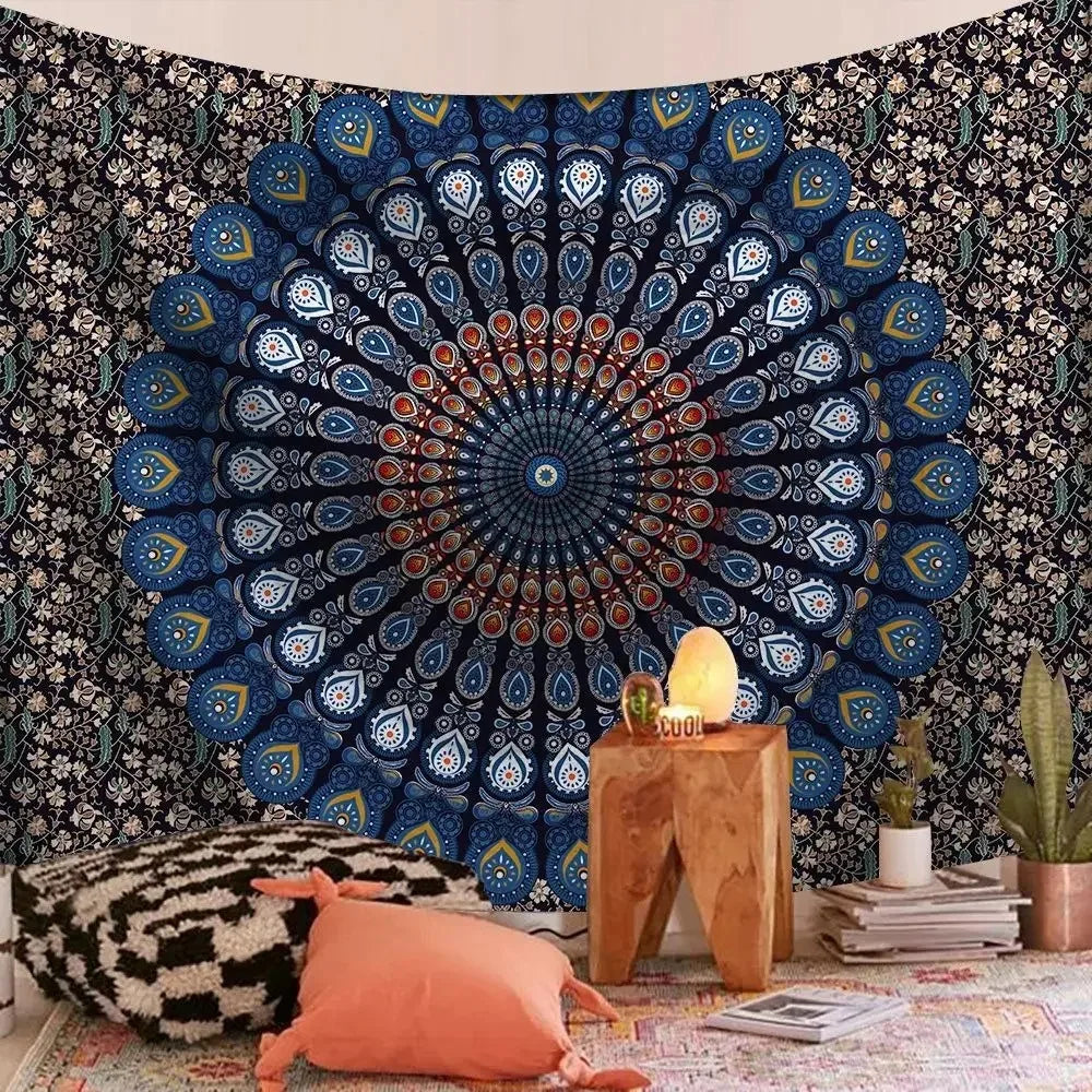 Bohemian Decorative Wall Cloth Tapestry Psychedelic Hippie Night Moon Tapestry Mandala Tapestry Indian Mandala