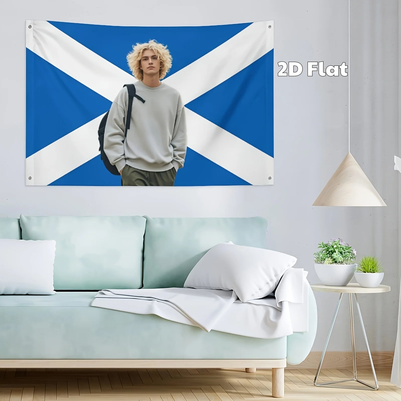 Custom Personalized Scotland Flag Tapestry Banner with Picture, Customizable Flags Tapestry for Room, Bedroom, Wall Decor