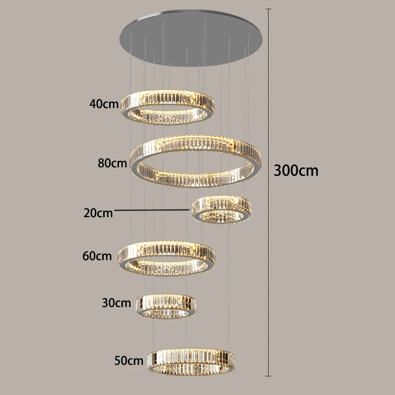 Nordic home decor Crystal chandelier Dining room chandelier ceiling lamp villa chandelier stair lamp interior lighting fixture