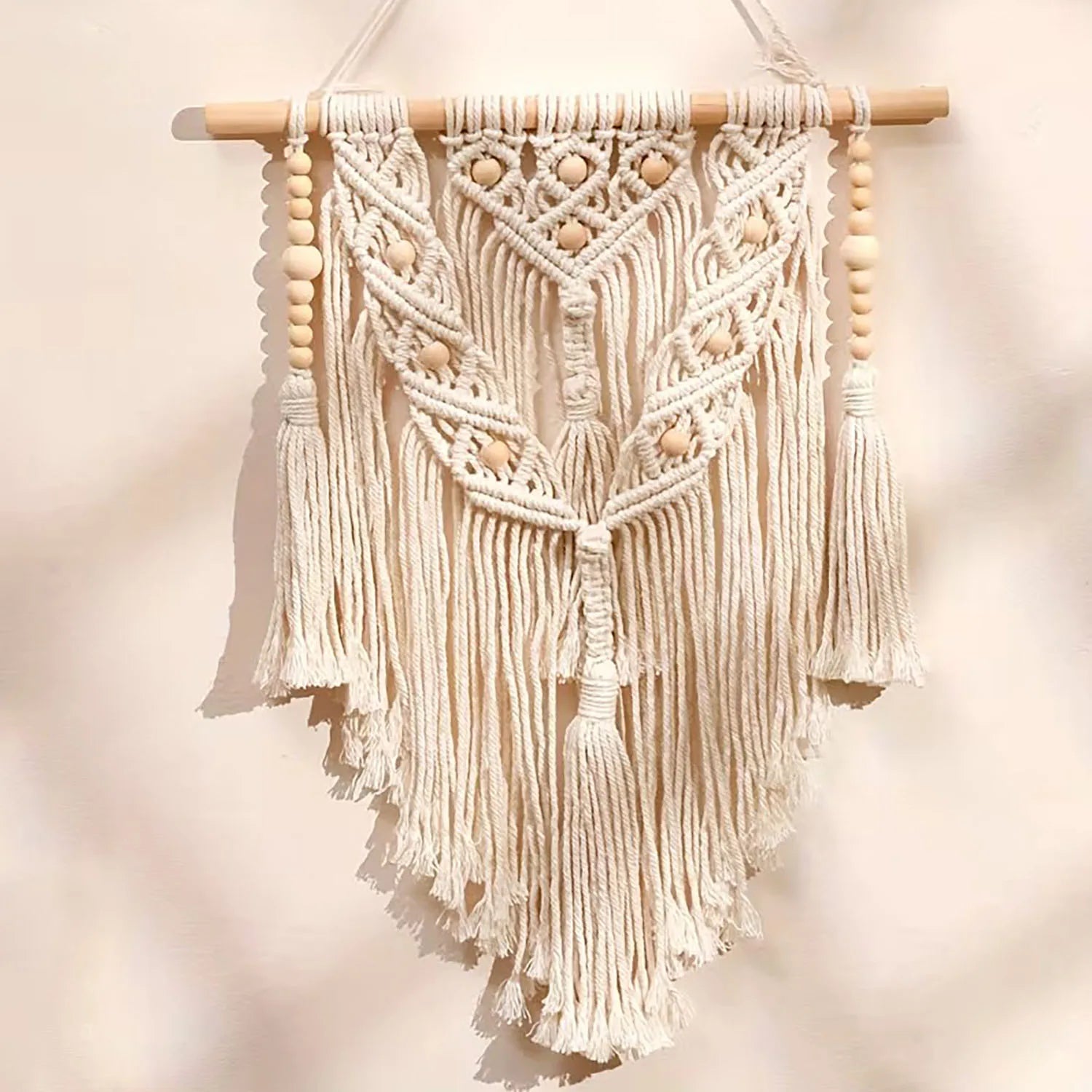 1pc Bohemian Style Handwoven Tapestry, Adorned with Wooden Beads, Exquisite and Fashionable, Suitable for Home Decor