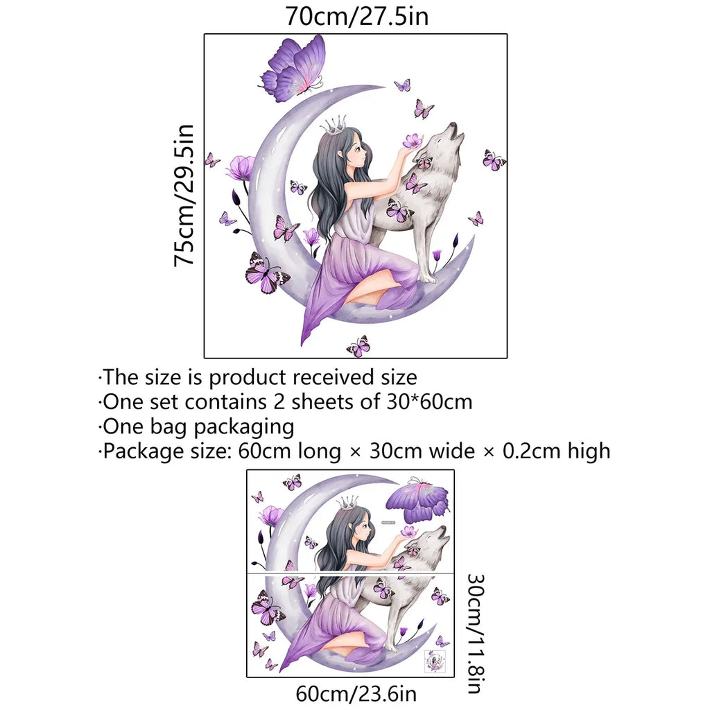 Girl moon Wall Stickers for Bedroom Living Room Decoration Room  Decals Daughter Room Wallpaper Baby Room Wall Stickers