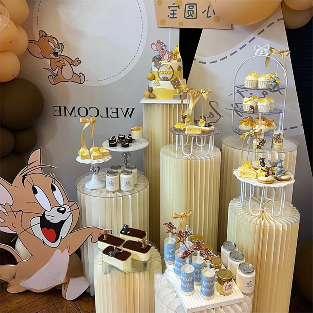 Folding Honeycomb Paper Wedding Backdrop Decor Birthday Party DIY Decor Dessert Table Cake Stand Baby Shower Decor Ramadan decor