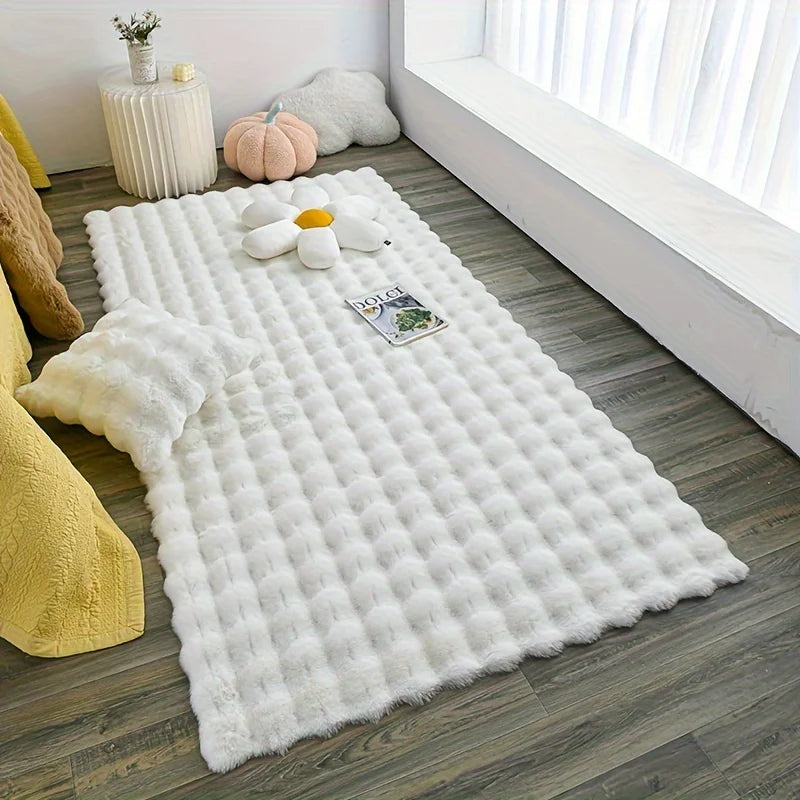 Rabbit Fur Area Rug–Soft Thick Non-Slip Waterproof Machine-Washable for Living Room and Bedroom Decor