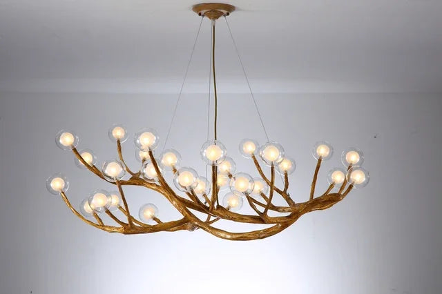 Modern Nordic Retro LED Chandelier For Living Bedroom Tree Branch Art Ceiling Pendant Lights Brown Antique Hanging Lamp Decor Li