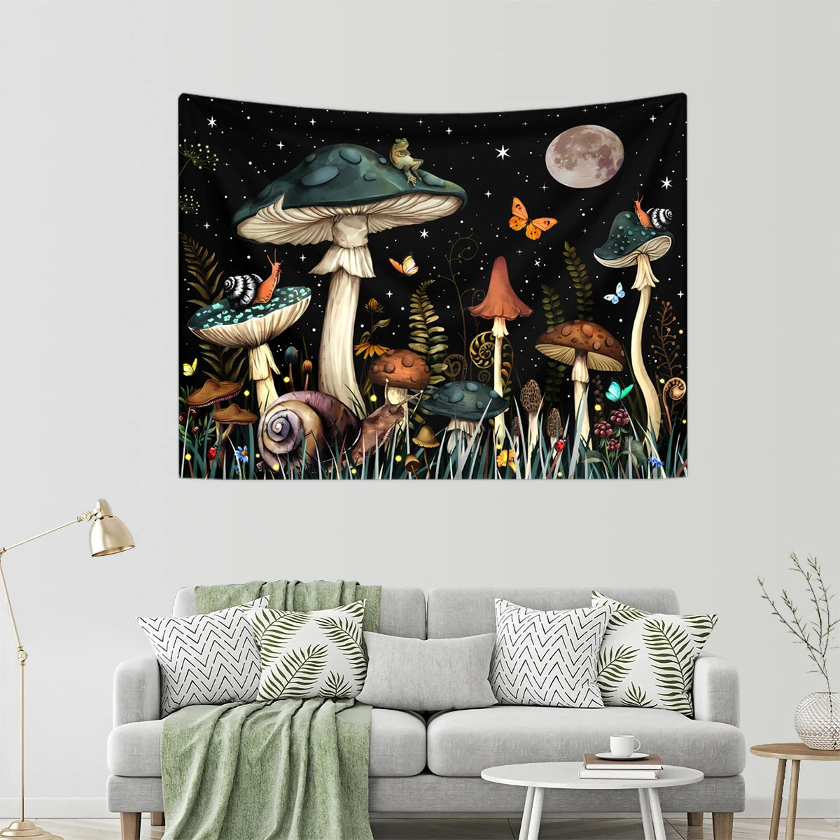 1pc Mushroom tapestry, moon tapestry, plant flower butterfly tapestry, snail frog tapestry, bedroom decoration wall hanging