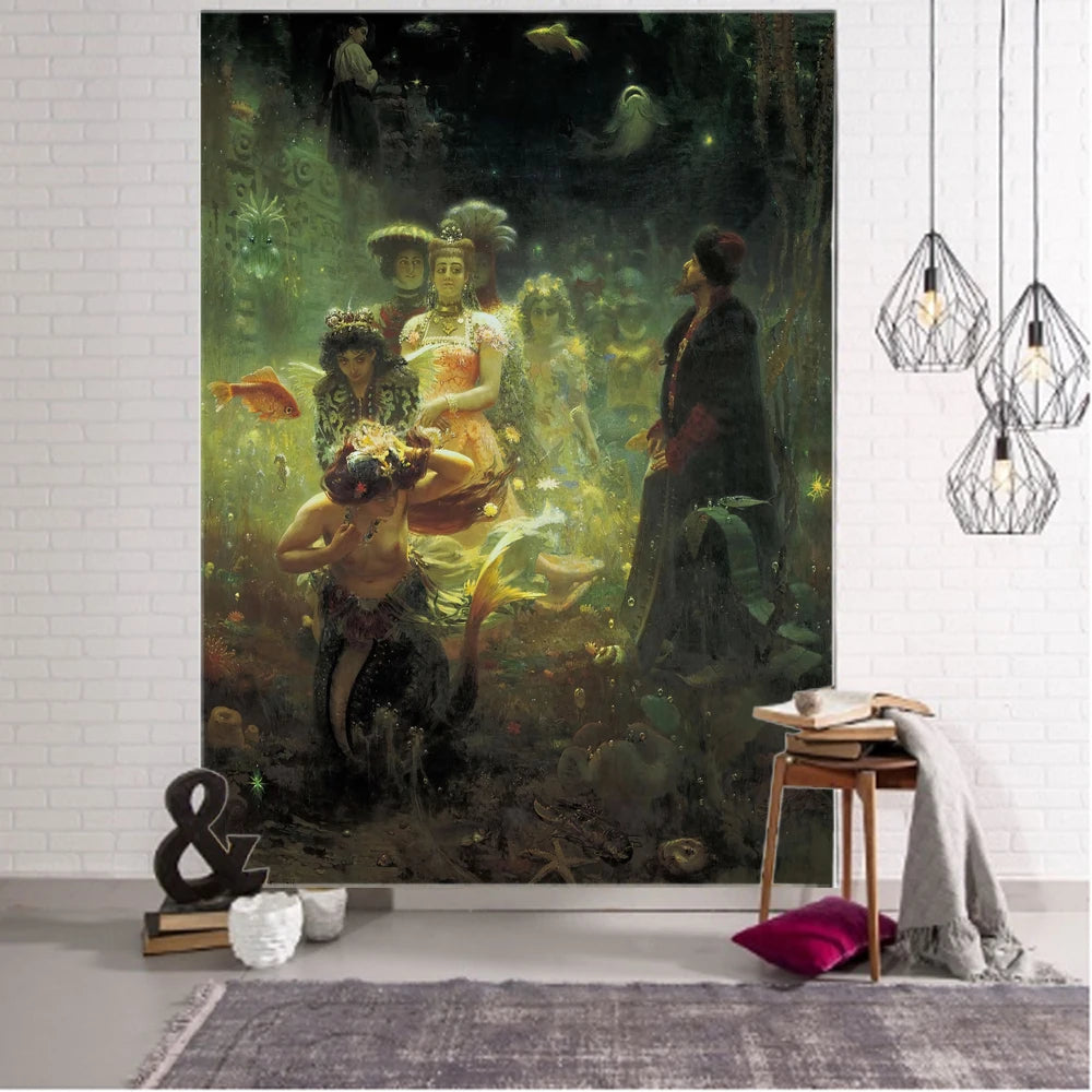 Gothic Ladies Medieval Art Tapestry Mandala Boho Hippie Wall Tapestry Home Background Decor Tapestry