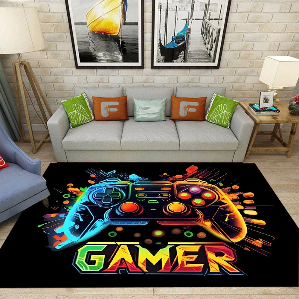 Gaming Rug for Boy Room Gamer Rug with Game Controller Carpet for Game Room Esports Room and Boys' Game-Themed Bedroom Floor Mat
