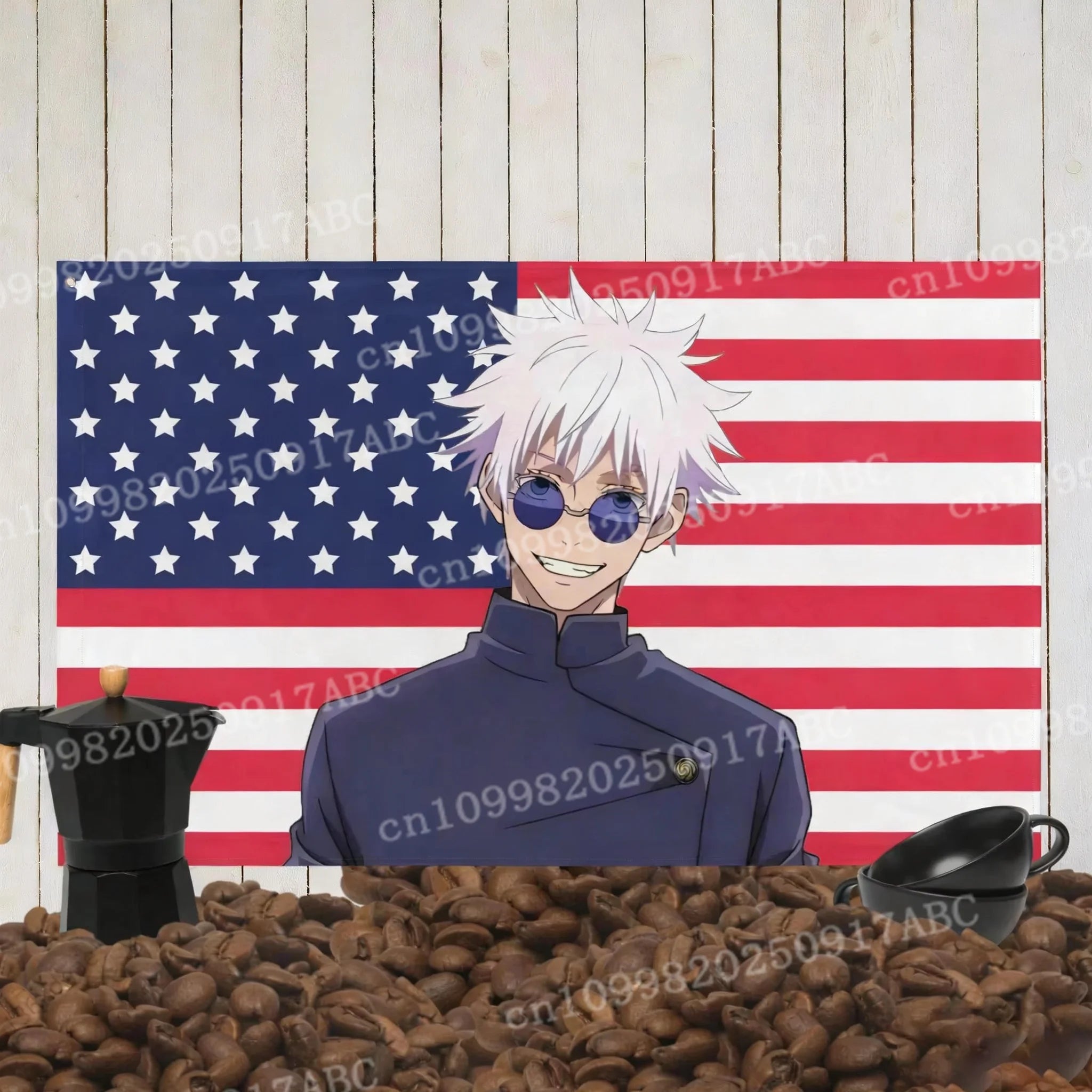 Anime Tapestry Satoru Gojo Pink Flags Wall Tapestries Bedroon Wallpapers Background Wall Cloth Party Banner Decor Home Tapestry