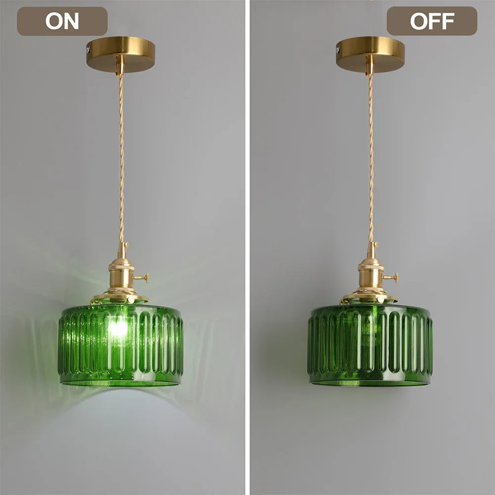 VETRULUS Led Crystal Pendant Light Green Chandelier Modern Hanging Ceiling Lamp Dining Room Kitchen Island Retro Home Decor