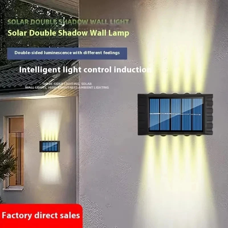 4/6/8/10LEDs Solar Wall Lamp Yard Street Decor Light Outdoor Waterproof Up and Down Luminous Lighting Garden Landscape Lamp