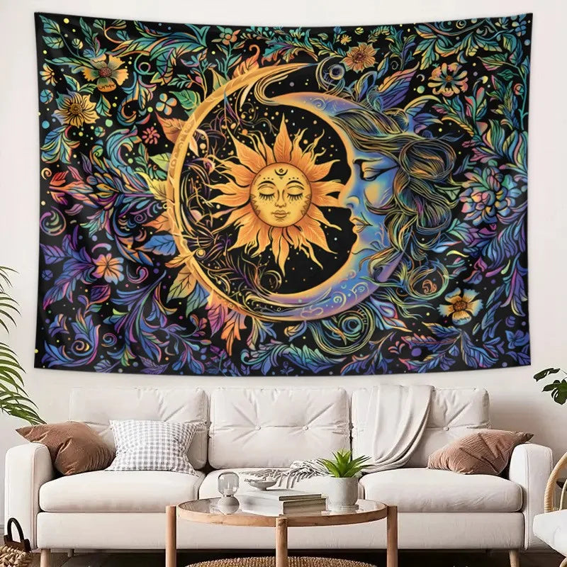Wall Hanging Tapestry Aesthetic Tree of Life Tapestry Moon Phase Flowers Plants Tapestry Decro for Bedroom Dorm Living Room